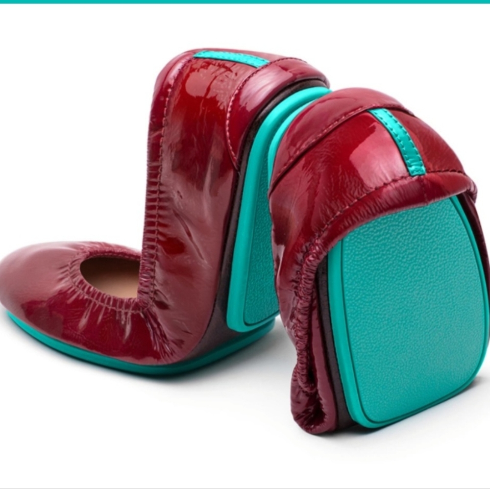 Tieks Ruby Red Patent Leather Flats Size 10